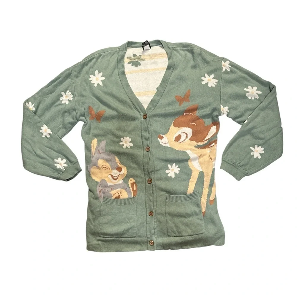 Disney 80th Anniversary Thumper & Bambi Floral Women's Cardigan Sz SM